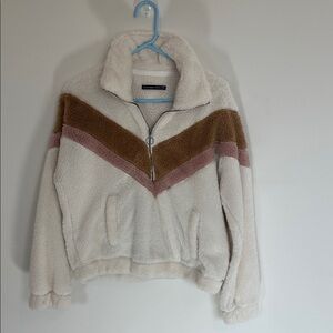 Women's Cream and Brown Sherpa Sweatshirt Abercrombie & Fitch Size M